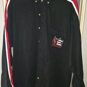 Dale Earnhardt Sr. XL Black Button-Up Shirt with Red and White Stripes